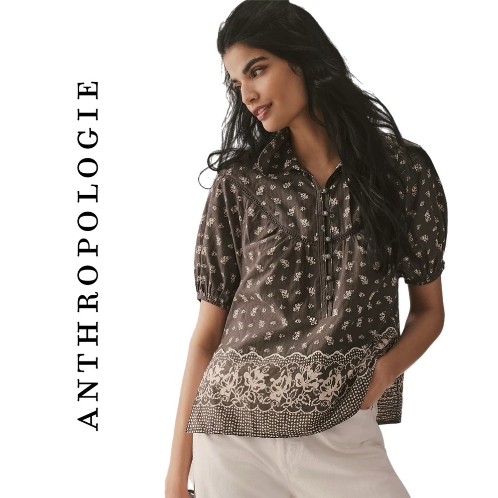 Anthropologie Pilcro Short-Sleeve Popover Blouse
